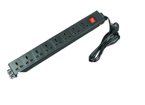 Thanh Nguồn PDU Nhựa 6 Ổ Cắm Đa Năng Lắp Cho Tủ Rack ,Có Công Tắc Bảo Vệ Quá Tải.